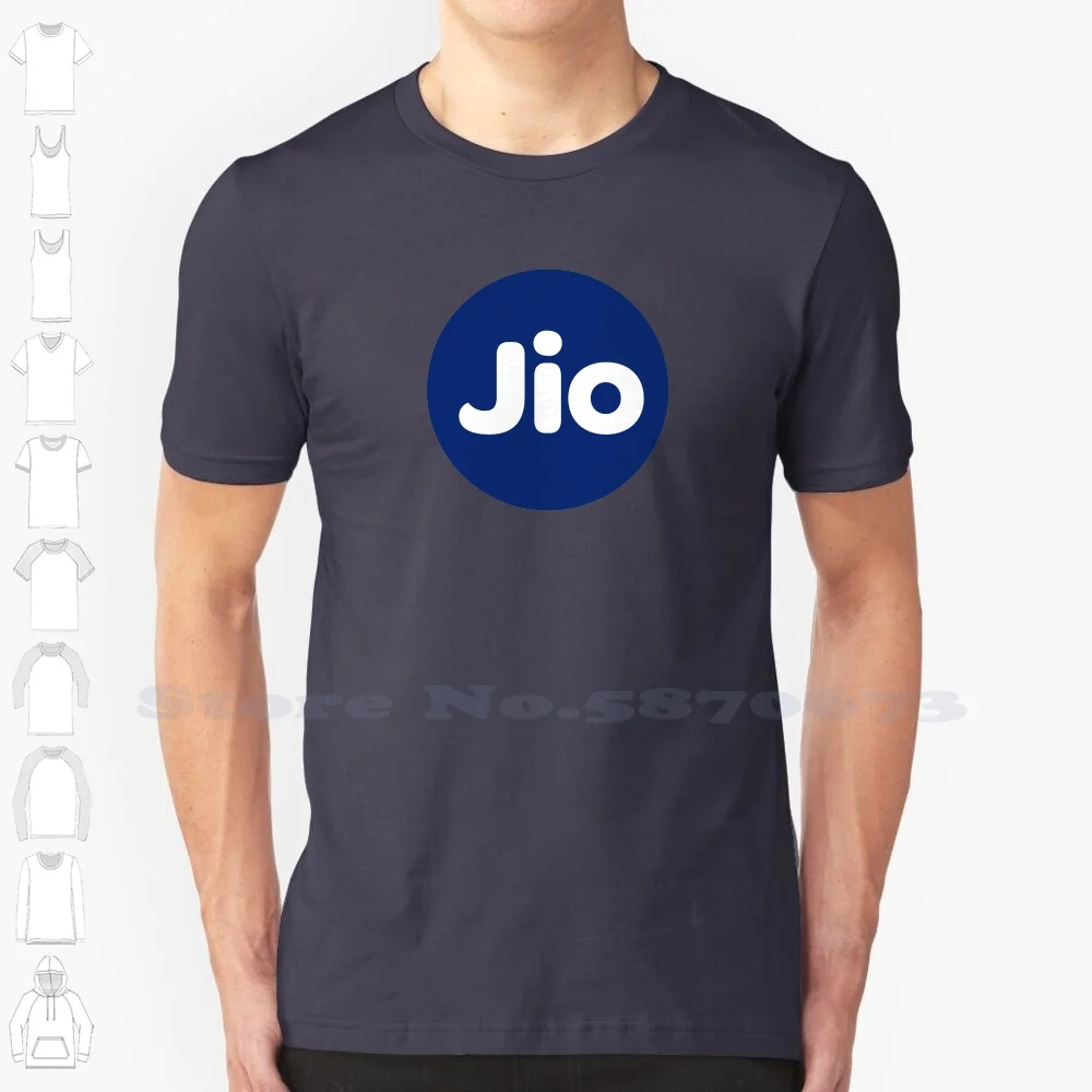 Jio Logo Casual Streetwear Print Logo T-shirt Graphic 100% Cotton Tee