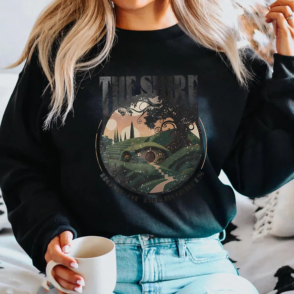 The Shire Middle Earth Map Sweatshirt LOTR Merch The Hobit Tolkien Shirt Baggins Frodo Dark Academia Clothes Bookworm Sweatshirt