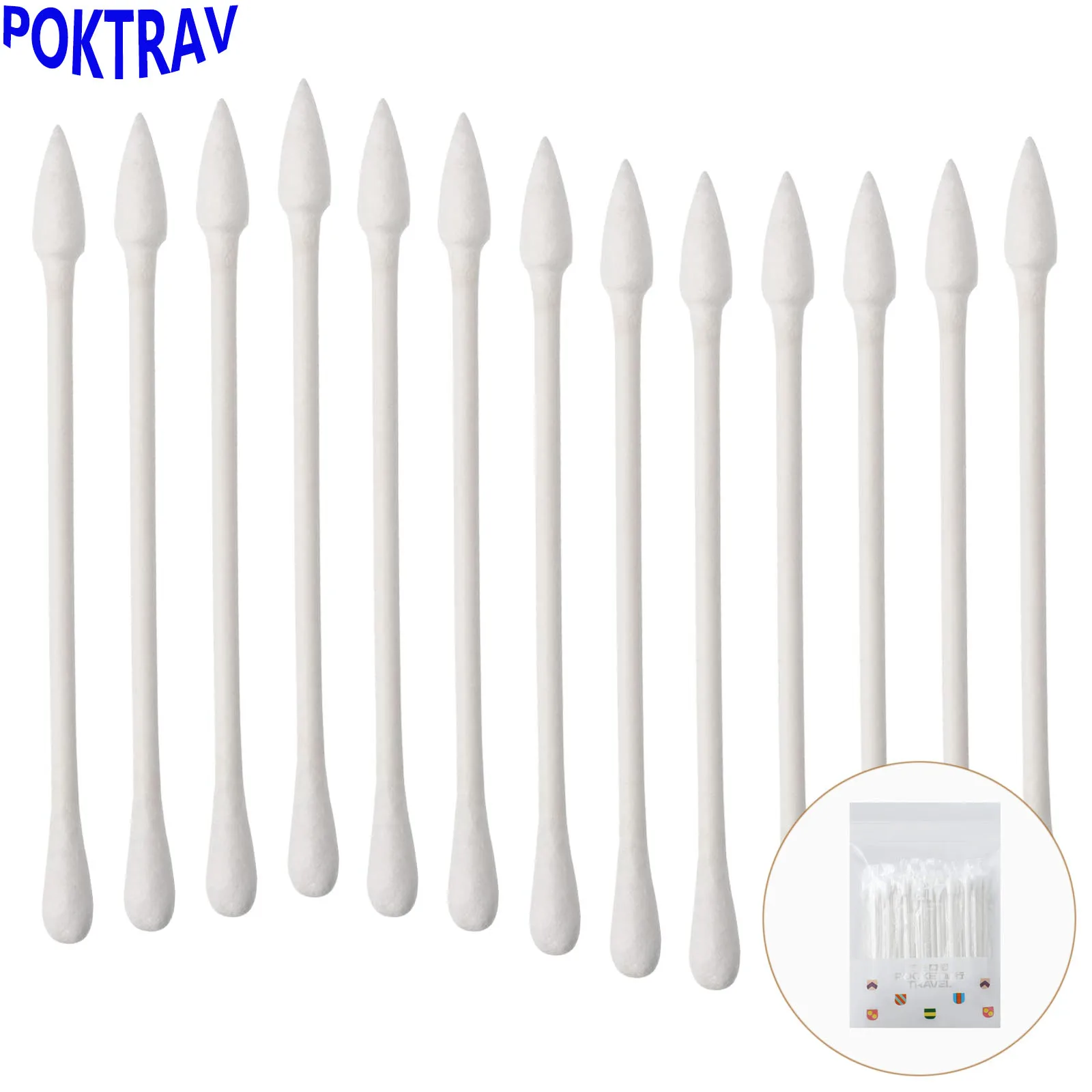 Pointed Tip Cotton Swabs,200 Count Double Precision Round Head Cotton Buds with Paper Stick, for Makeup, Personal Care