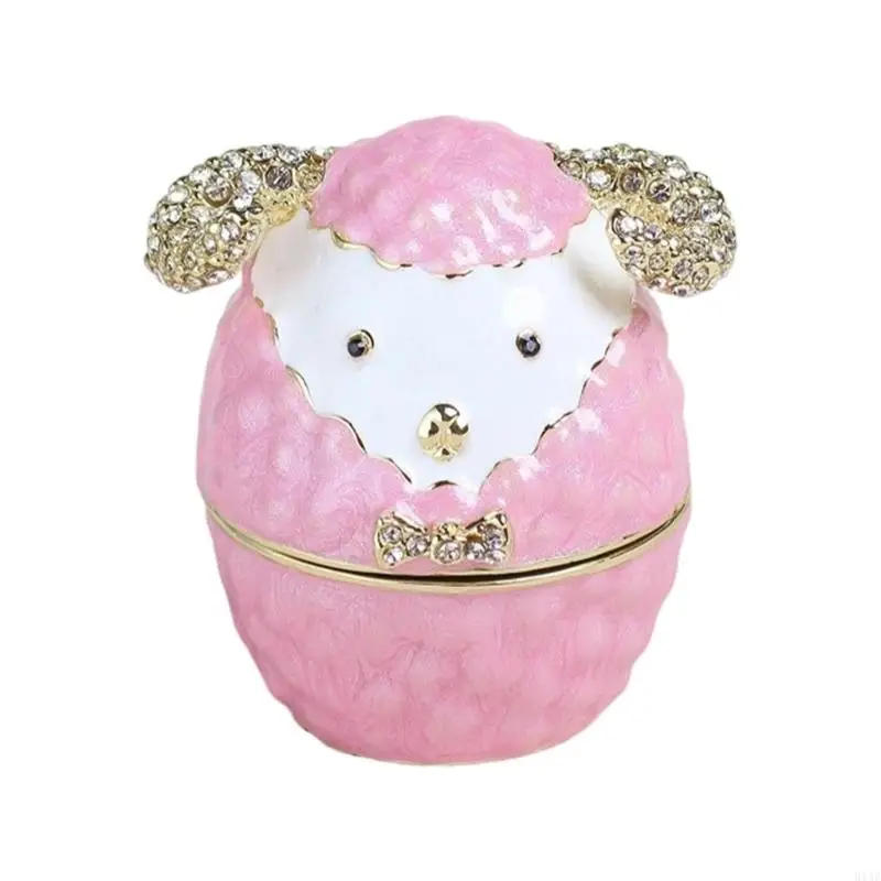 91AF Enamel Alloy Jewellery Box With Chinese Zodiacs Animal Patterns for Rings Jewelry