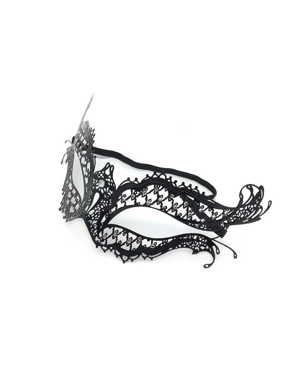 Women Dance Party Supplies Horror Halloween Carnival Masks High Quality Black Diamond Metal Venetian Mask