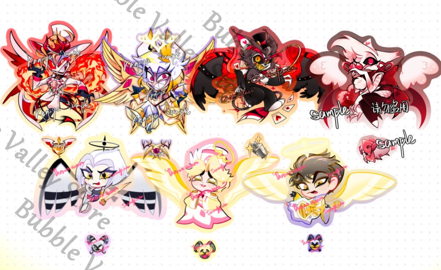 

Anime Hazbin Hotel Alastor Husk Lucifer Adam Lute Cosplay Wings Can Move Acrylic Pendant Keychain Cartoon Keyring Adorn Gift