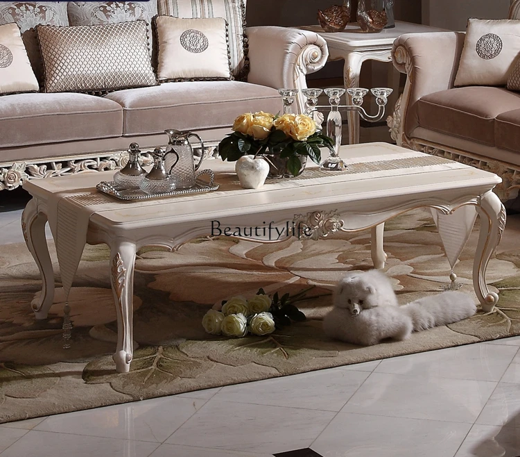 

European rose carved coffee table neoclassical fashion French solid wood coffee table