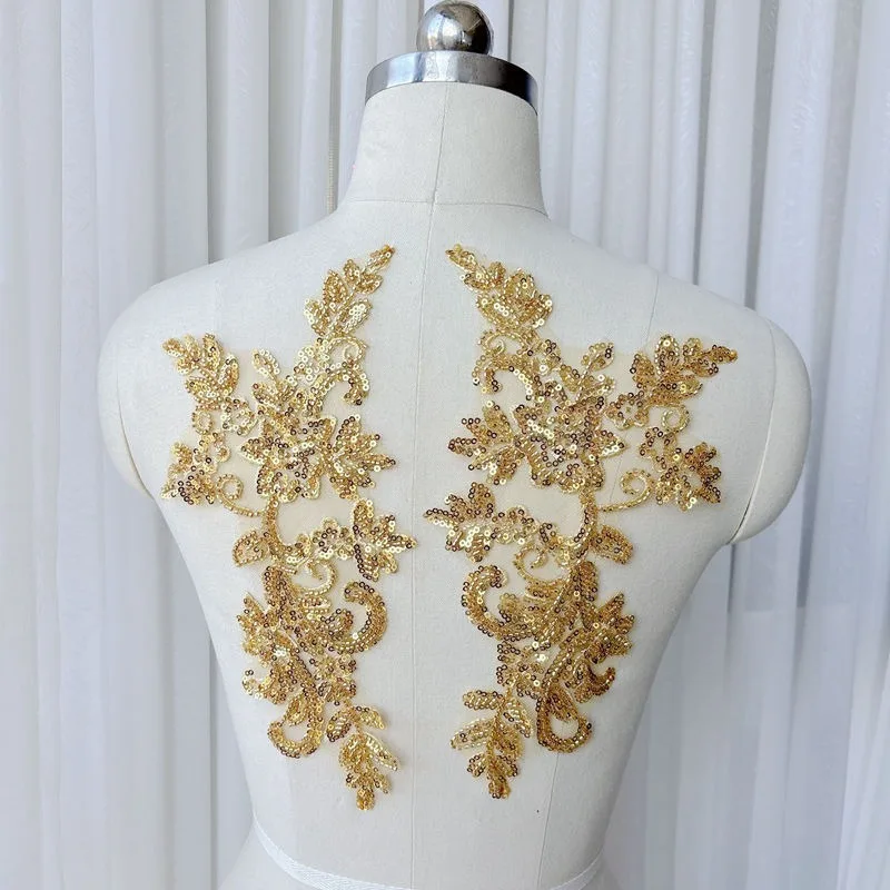 4 قطع، ملصقات مطرزة لفستان الزفاف الملون بخرز الأظافر، مواد أغطية الرأس لفستان الزفاف المصنوع يدويًا، إكسسوارات الملابس