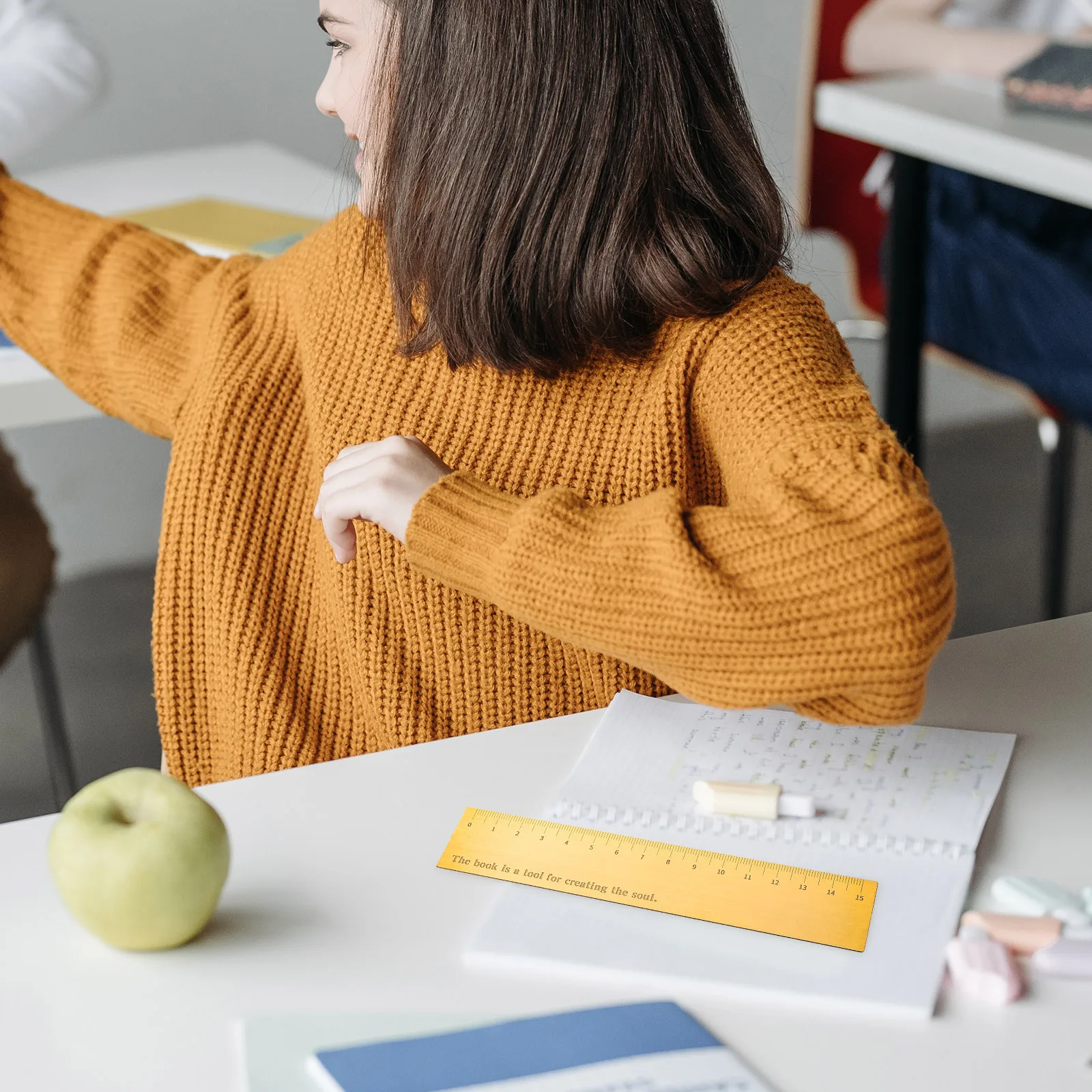 Brass Measuring Ruler Portable Metal Straight Ruler Multi-Function Drawing Tool for Professional Architecture Office