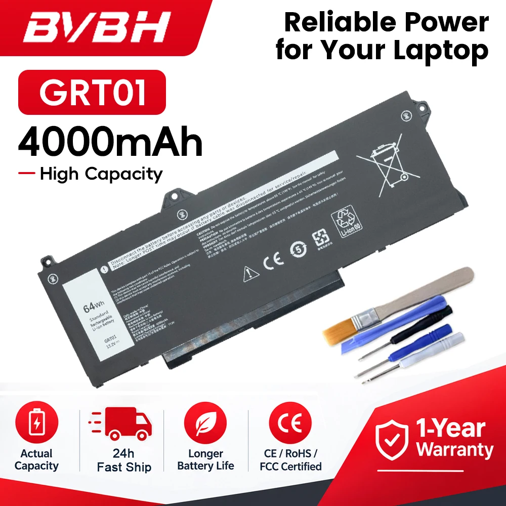 BVBH GRT01 Laptop Battery Compatible with Dell Latitude 5421 5431 5521 5531 Precision 3470 3561 3571 3581 3591 Mobile Work 15.2V