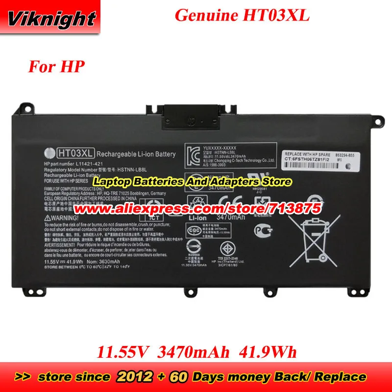 

Genuine HT03XL Battery L11119-855 HSTNN-LB7X for HP Pavilion 15-DA 15-DB 15-DW 15-DY 17-BY 17-CA 14-CK 14-DF 14-DQ 14-DK Series
