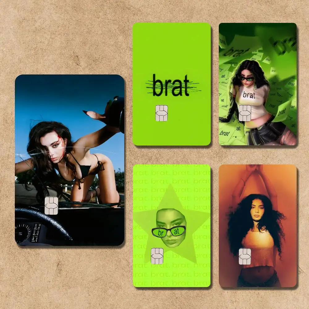 Charli XCX Brat Card Stickers Credit Visa Debit Bank Charge Card Bus Metro Waterproof Sticker Decal Decoration