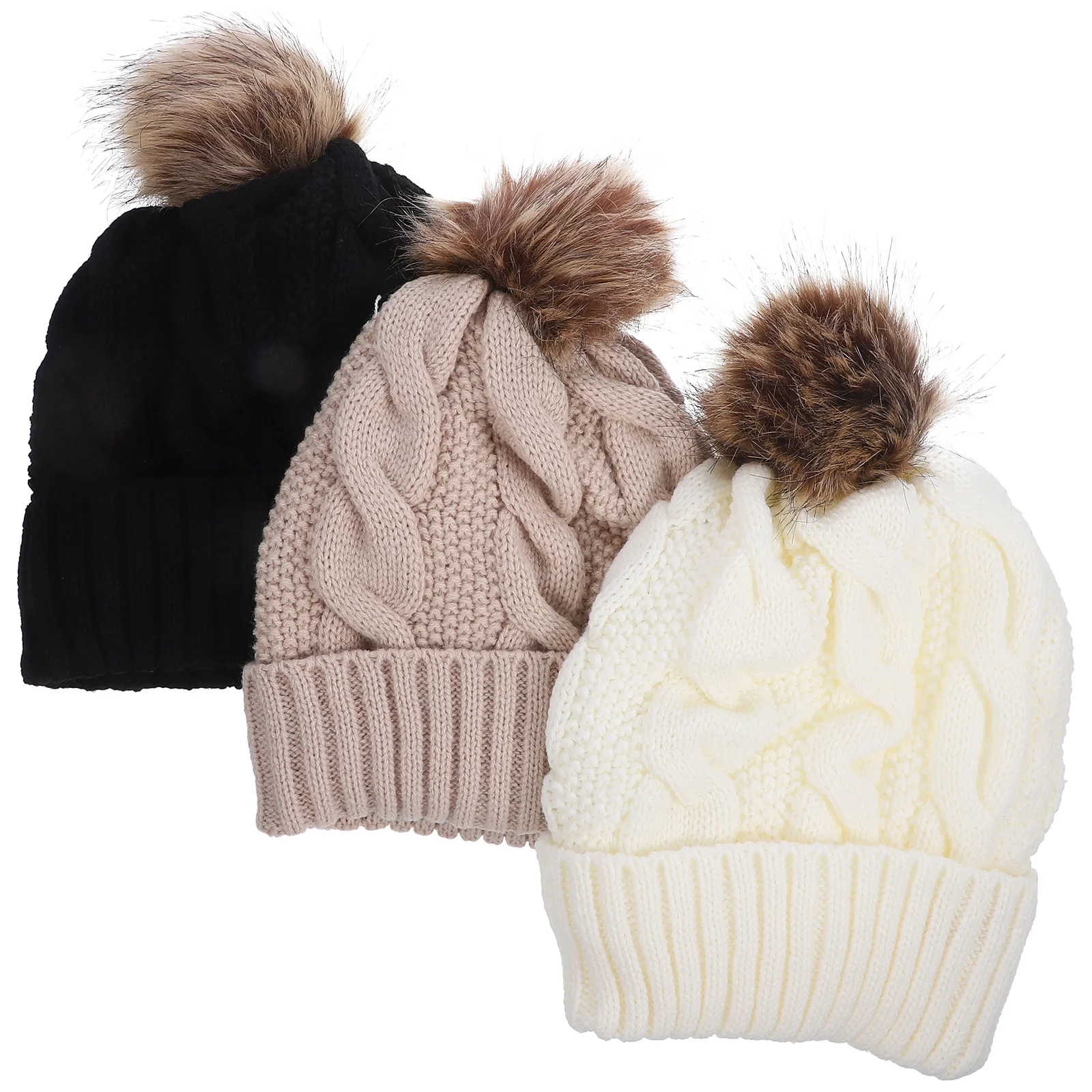 Chapeau chaud épais portable pour femme, extérieur, femme, hiver, 3 pièces