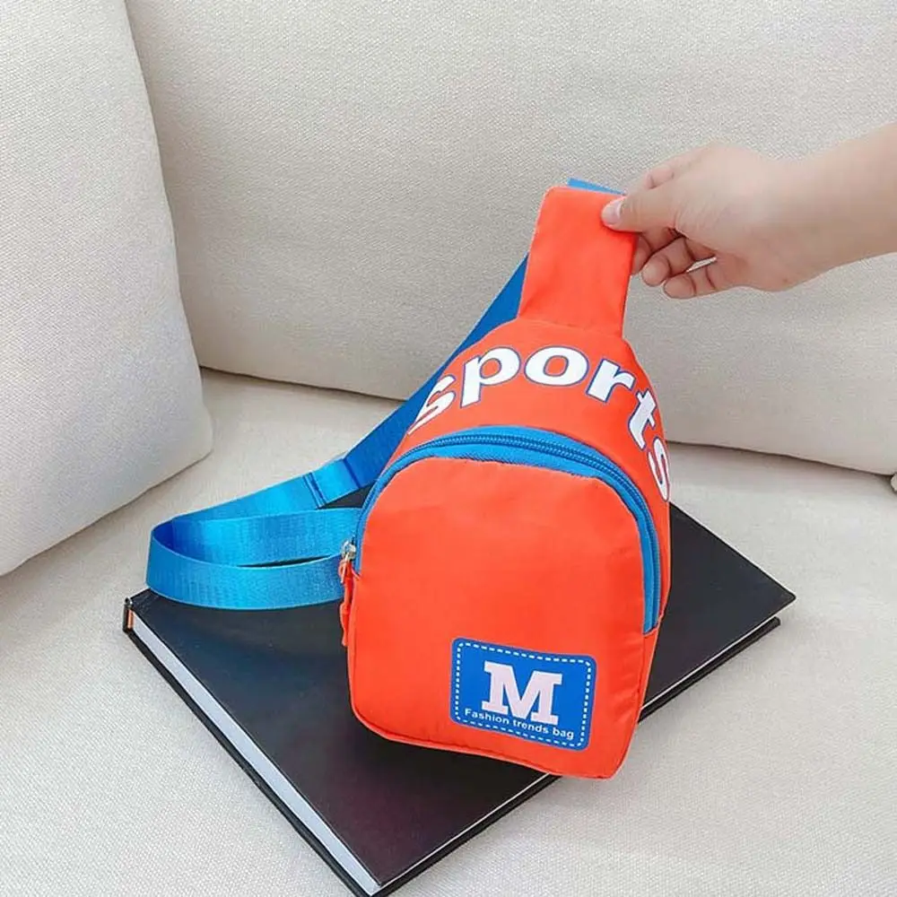 Letter M Kids Chest Bag Nylon Large Capacity Children Crossbody Bag Coin Purse Zipper Outdoor Travel Shoulder Bag Children/Kids