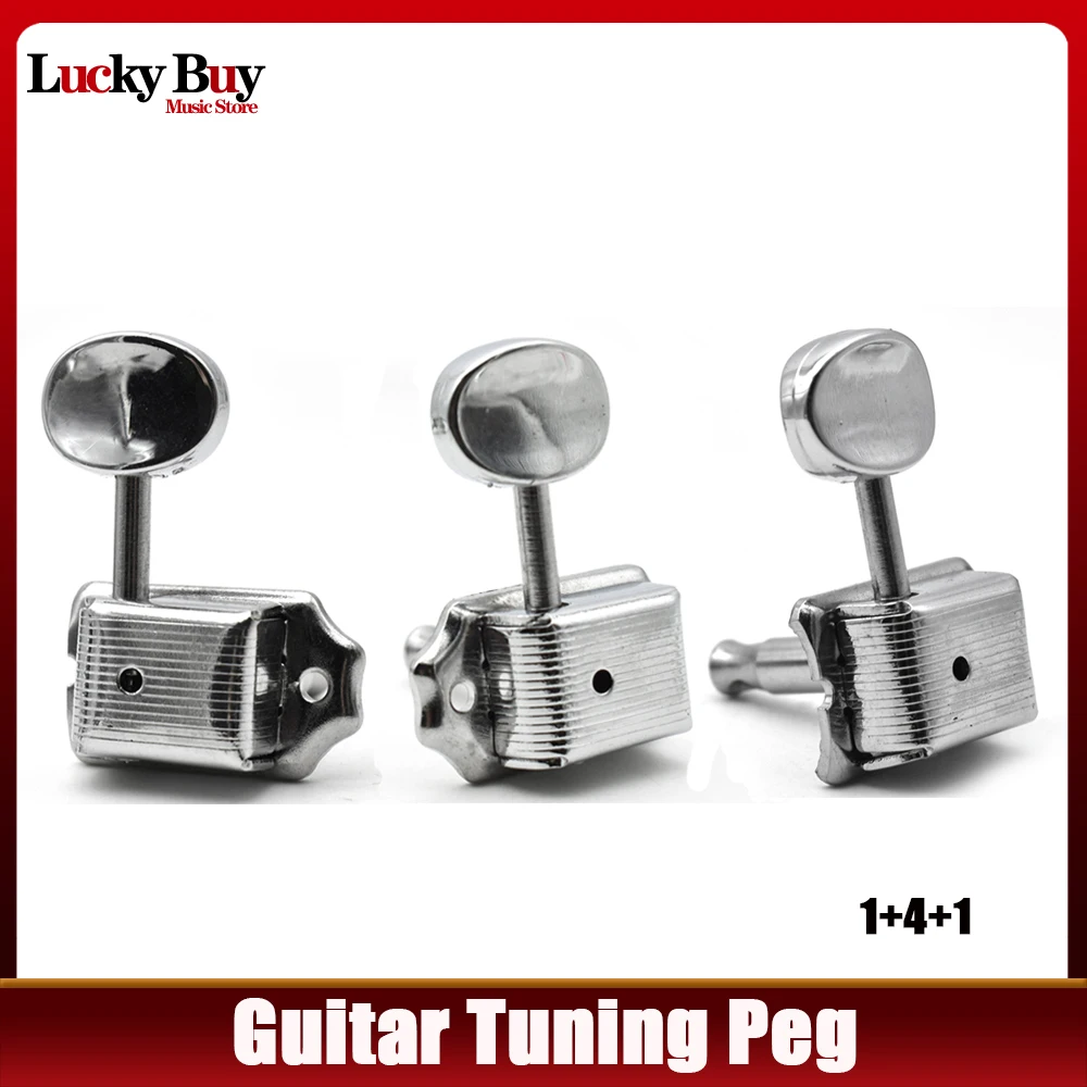 1 Set 6 In-line Vintage Electric Guitar Machine Heads Tuners For ST & TL Guitar Silver ( Nickel ) Tuning Pegs