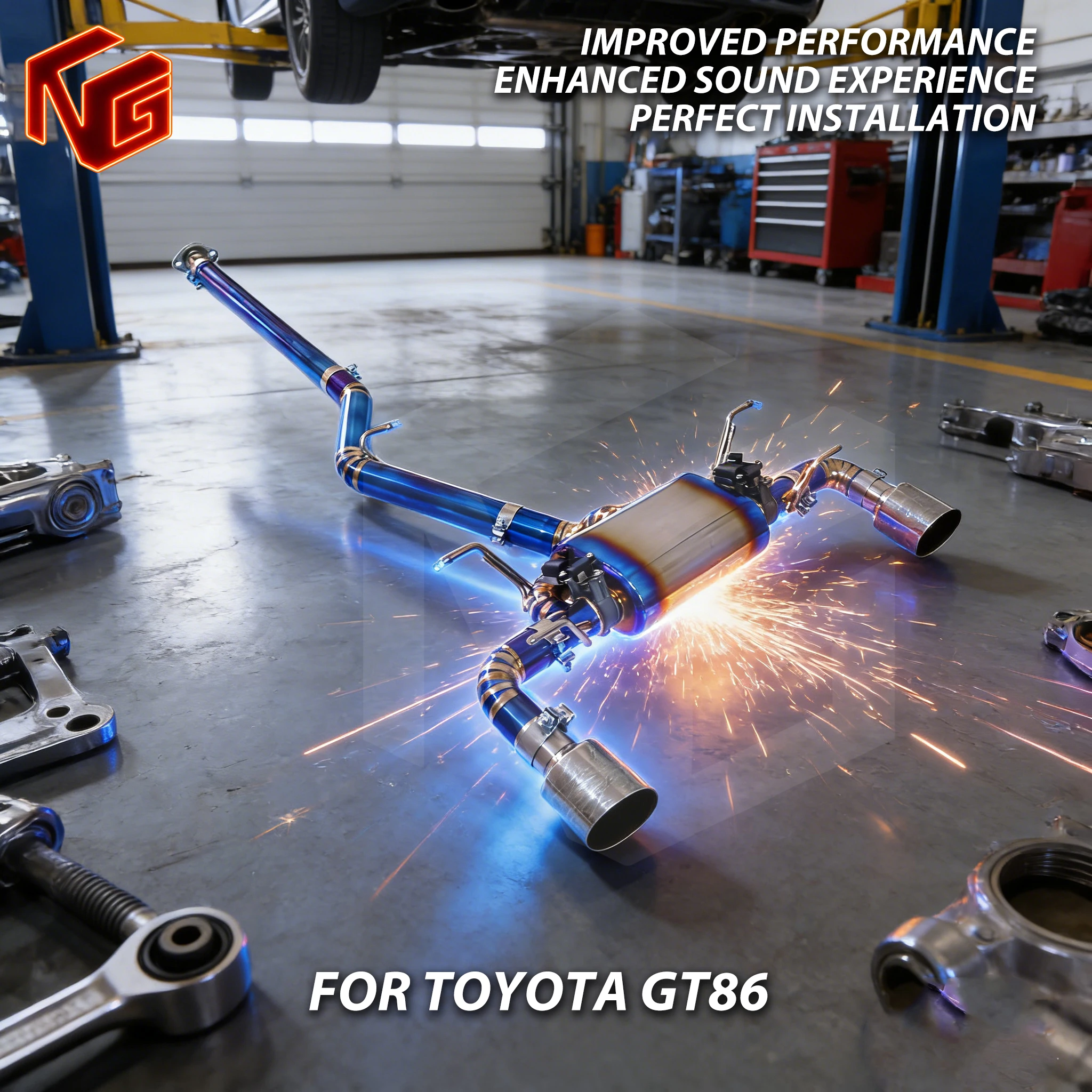 

ING for Toyota 86 catback exhaust with high-speed performance, optimized sound,and straight-through design