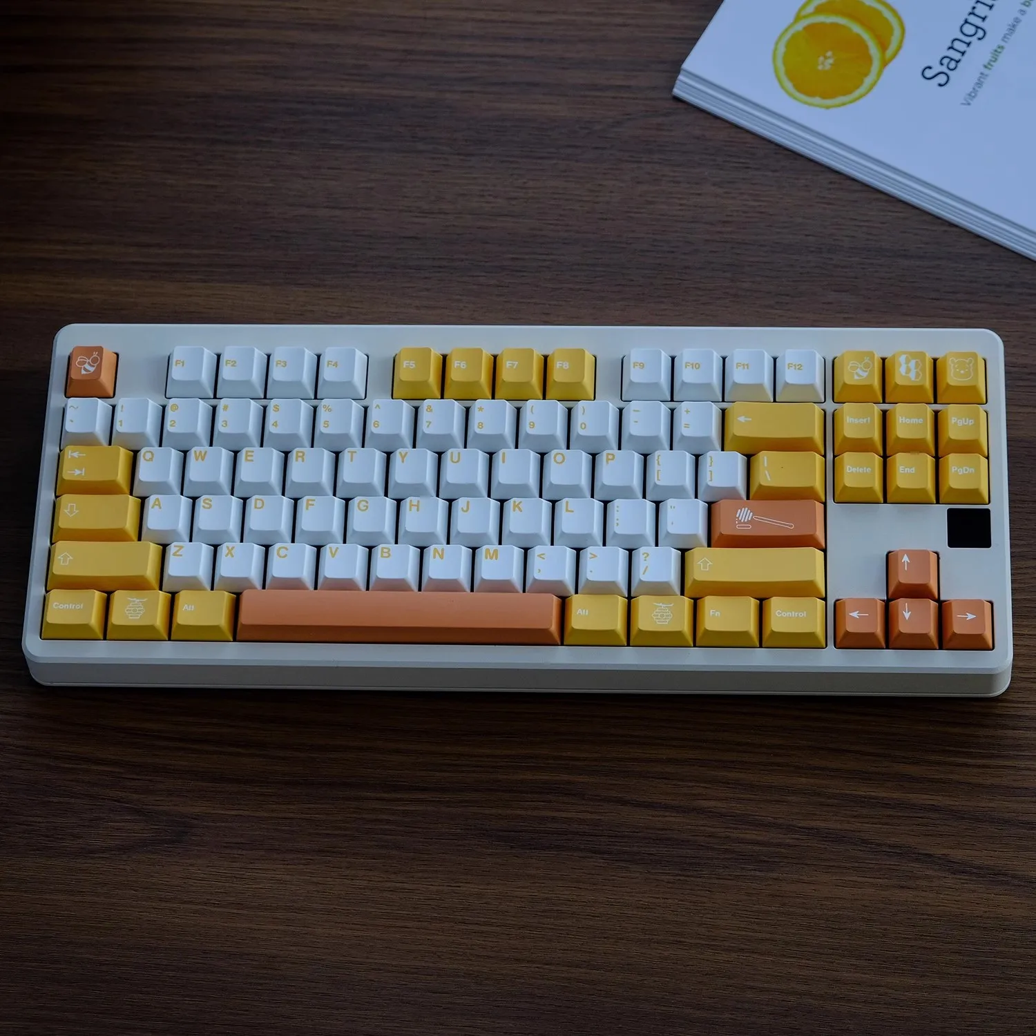 Imagem -02 - Gmk Mel Keycaps Pbt Dye Sublimation Perfil Cereja Teclado Mecânico Interruptor mx Amarelo Branco Laranja Conjunto