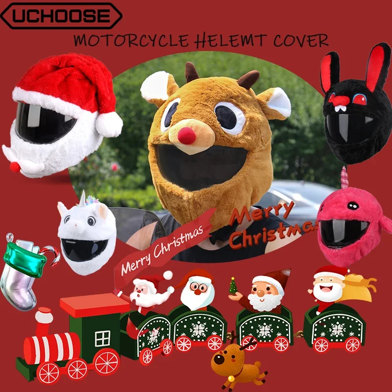 Motorcycle Helmet cover Protection Headgear Cartoon Plush Set For Motorcycle Full-Face Protective Case Motorbike Safety bunny