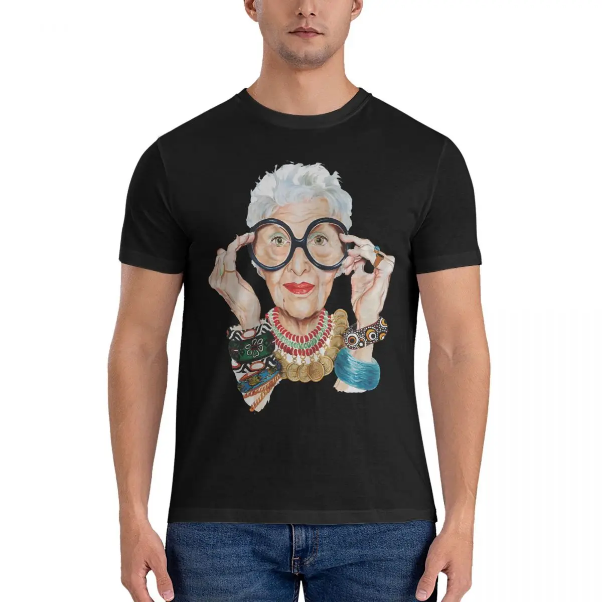 Performer T Shirts Men Pure Cotton Unique T-Shirts Round Collar Iris Apfel Tees Short Sleeve Clothes Graphic Printed