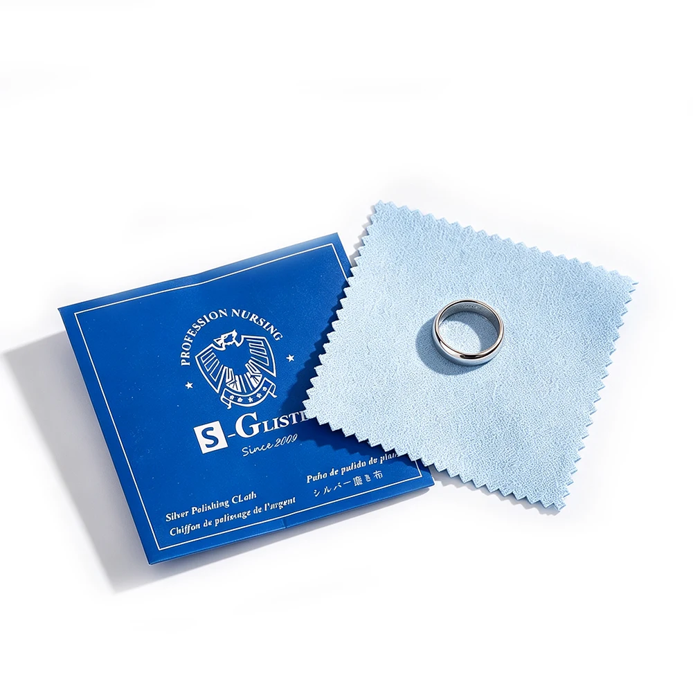 10pcs Pack Jewelry Polishing Cloth Silver Cleaning Wipes Suede Fabric with Envelope Box for Sterling Silver Gold Ring Care