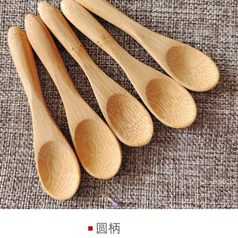 5Pcs Ice Cream Spoon Mini Easy Clean Wear-resistant Natural bamboo Wooden  Honey Children\'s Spoon Yogurt Spoon for Kitchen