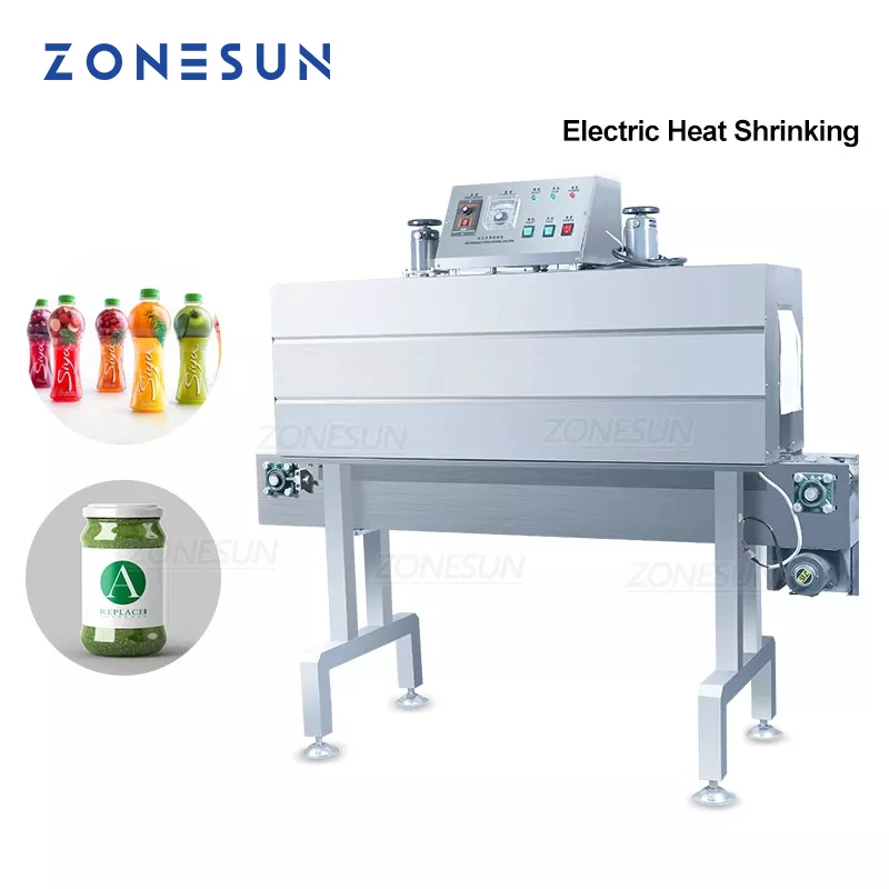 

ZONESUN Automatic Electric PVC PP Film Heat Shrinking Machine Wine Beverage Bottle Sauce Cruet Label Shrink Machine ZS-SX403