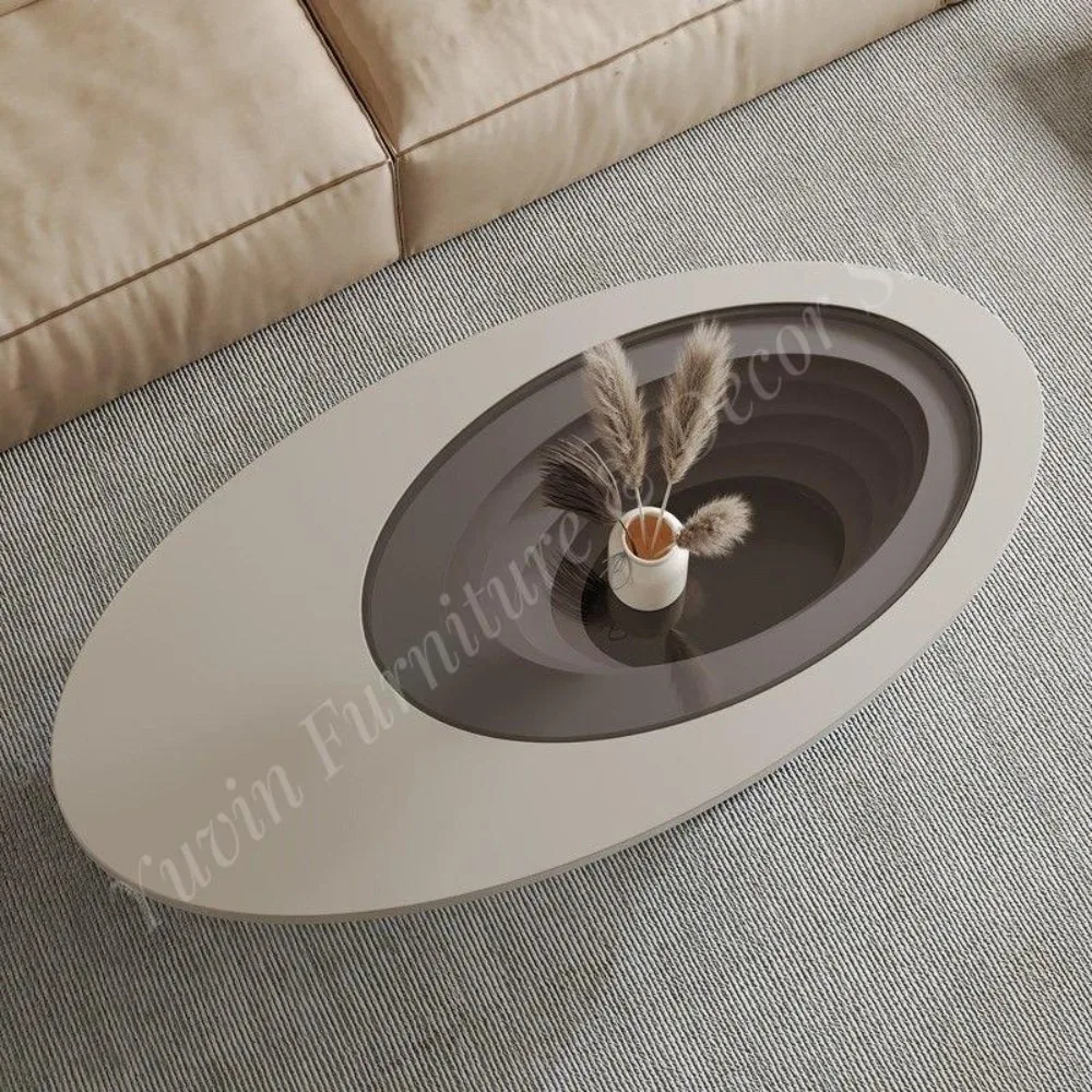 Living Room Home Light Luxury Modern Minimalist Oval Simple Glass New-Style Tea Table for Small Apartments