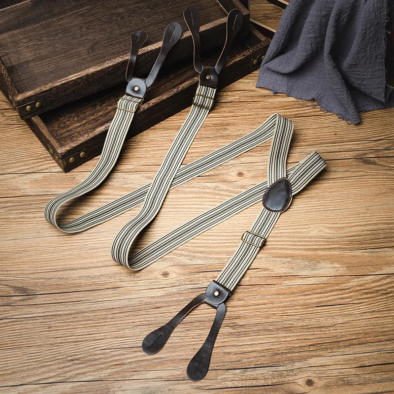 Retro Unisex Adjustable Elastic Button-Strap Suspenders