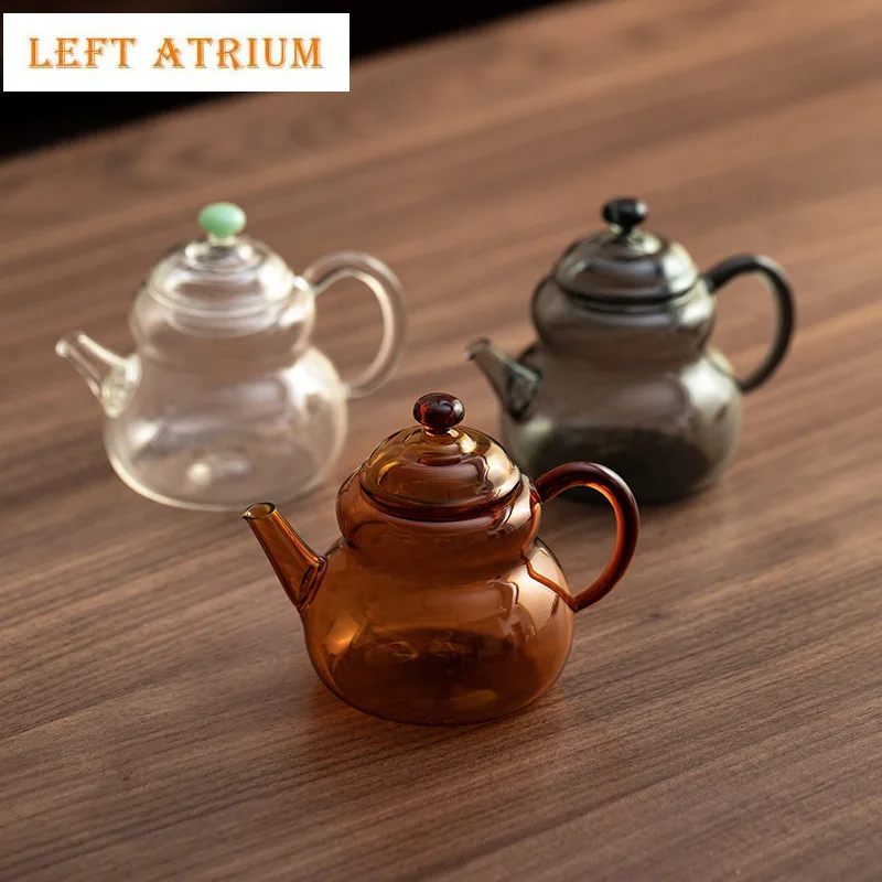 

260ml High Borosilicate Glass Gourd Teapot Traditional Tea Infuser Pot Tea Maker Kettle With Strainer Tableware Ornaments Craft