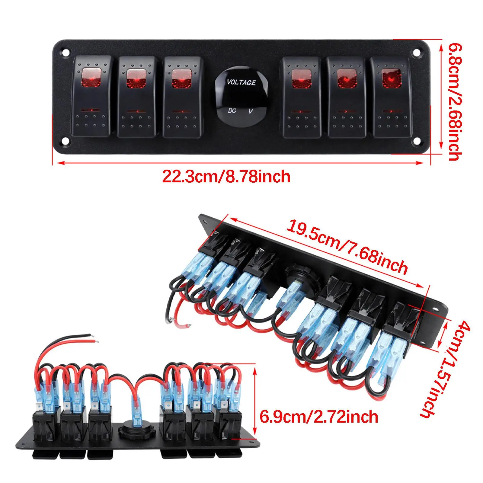 

Многофункциональная 6-клавишная панель переключателей с подсветкой, водонепроницаемая, с вольтметром, простая установка на винтах для автодомов, грузовиков, лодок, автомобилей
