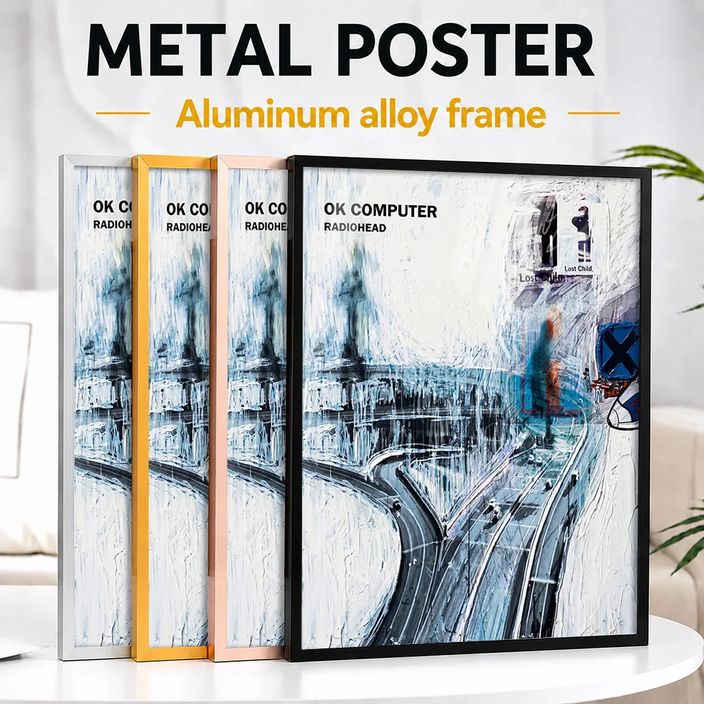 OK Computer Album Cover Framed Metal Print Customized Recording Tribute Wall Art Perfect Within Studio As Pop Culture Lovers