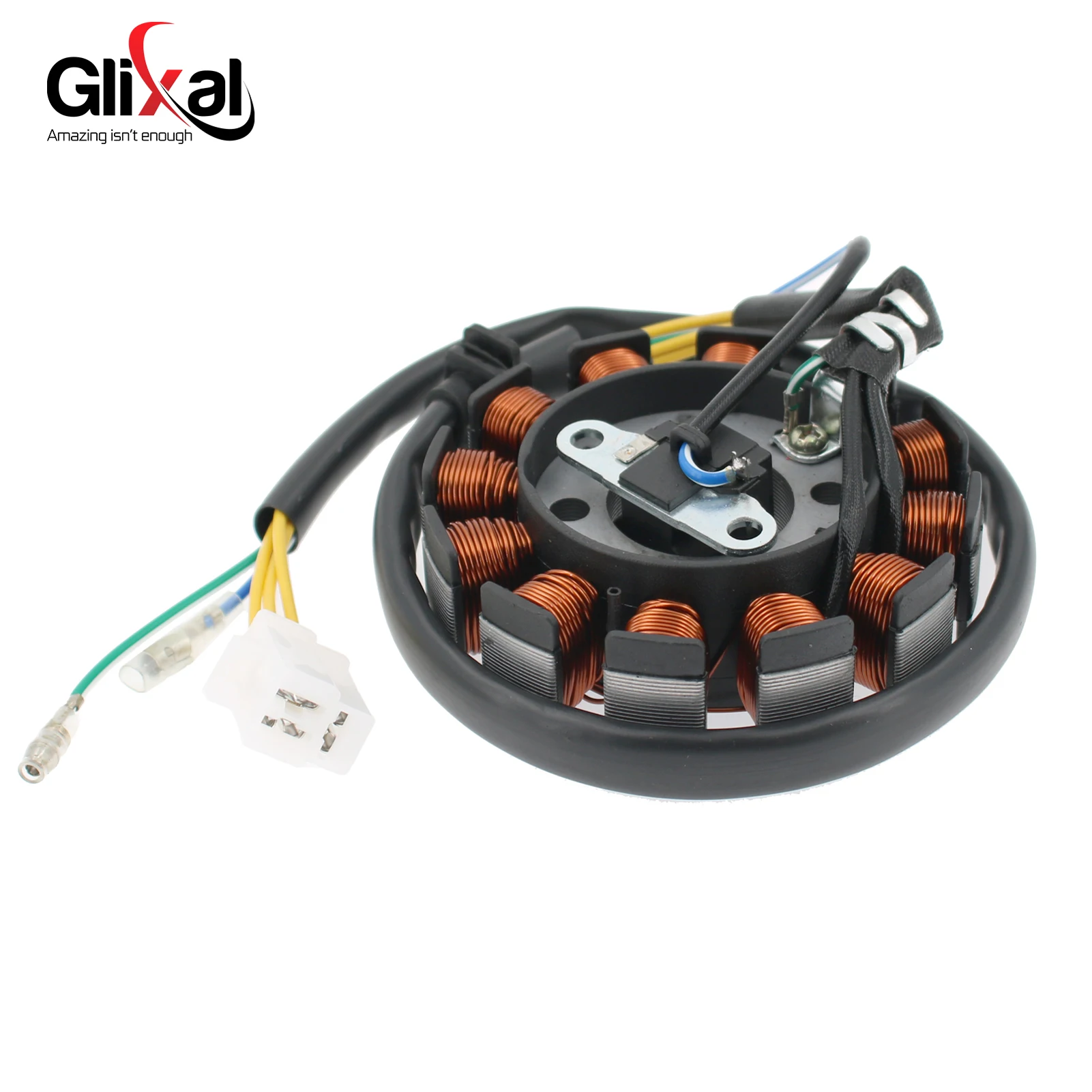 Glixal GY6 125cc 150cc 180cc 200cc 12 Coils DC Magneto Stator for Chinese Scooter Moped ATV Go Kart Quads 152QMI 157QMJ Engine