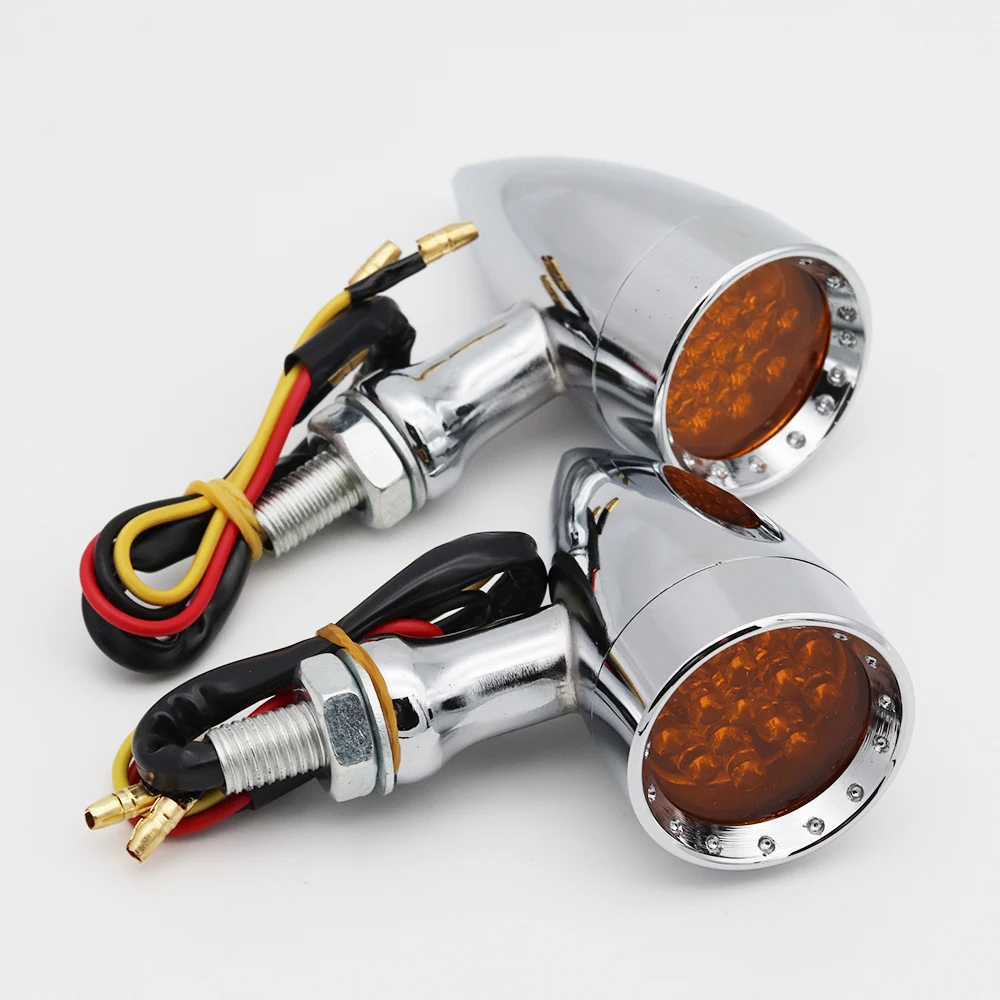 

Universal Chrome Motorcycle Bullet Turn Signals Indicators Blinker Light Lamp For Harley Sportster XL Cruiser Chopper Cafe Racer