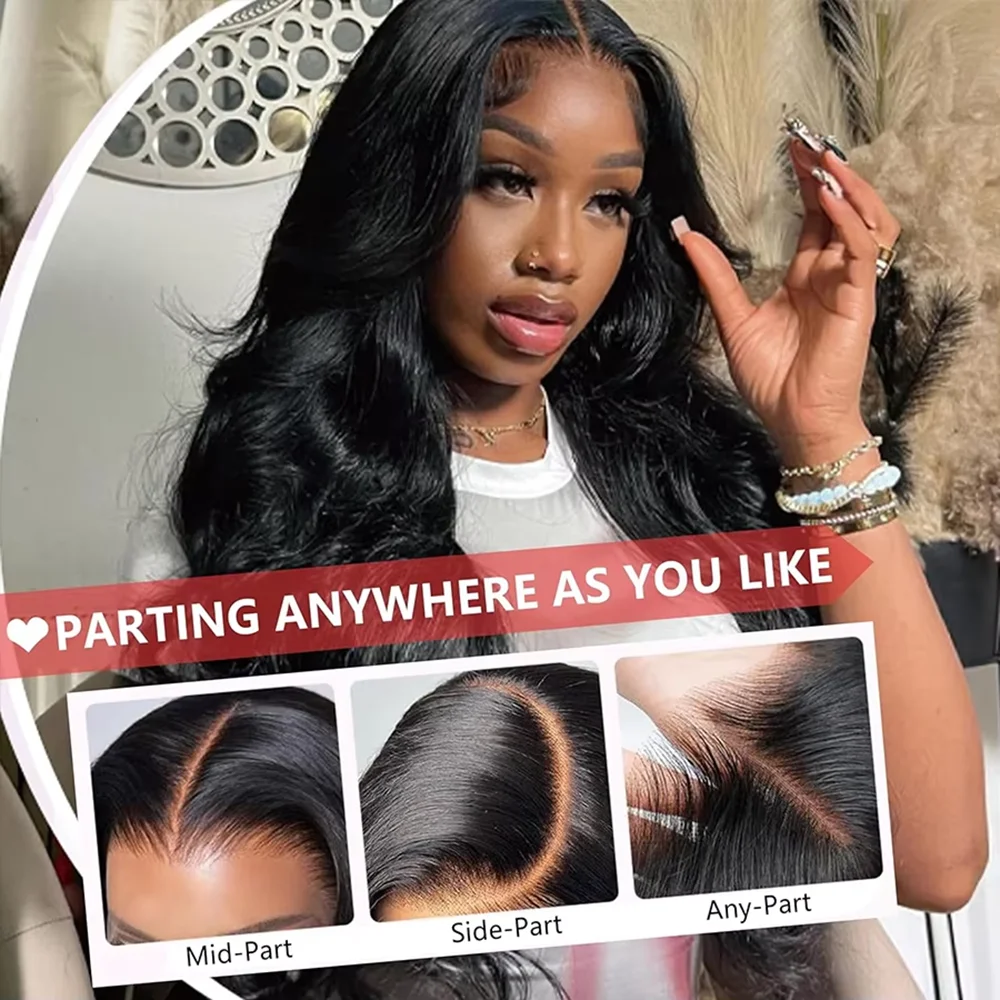 

220% Density 13x6 Body Wave Lace Front Wigs Human Hair Pre Plucked 30 40 Inch 13x4 HD Transparent Lace Frontal Wig For Women