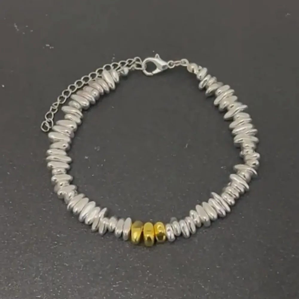 سوار فضي وذهبي اللون مضاد للكهرباء الساكنة قابل للتعديل غير منتظم مطلي بالهيماتيت سوار عتيق بسيط