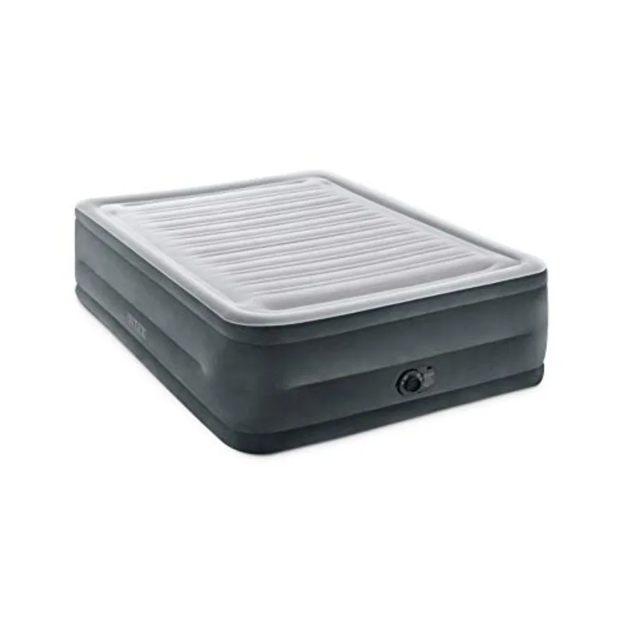 

Travel and camping air mattress: Dura-Beam comfort plush high-rise inflatable, built-in pump, 22in height, 600lb capacity, gray