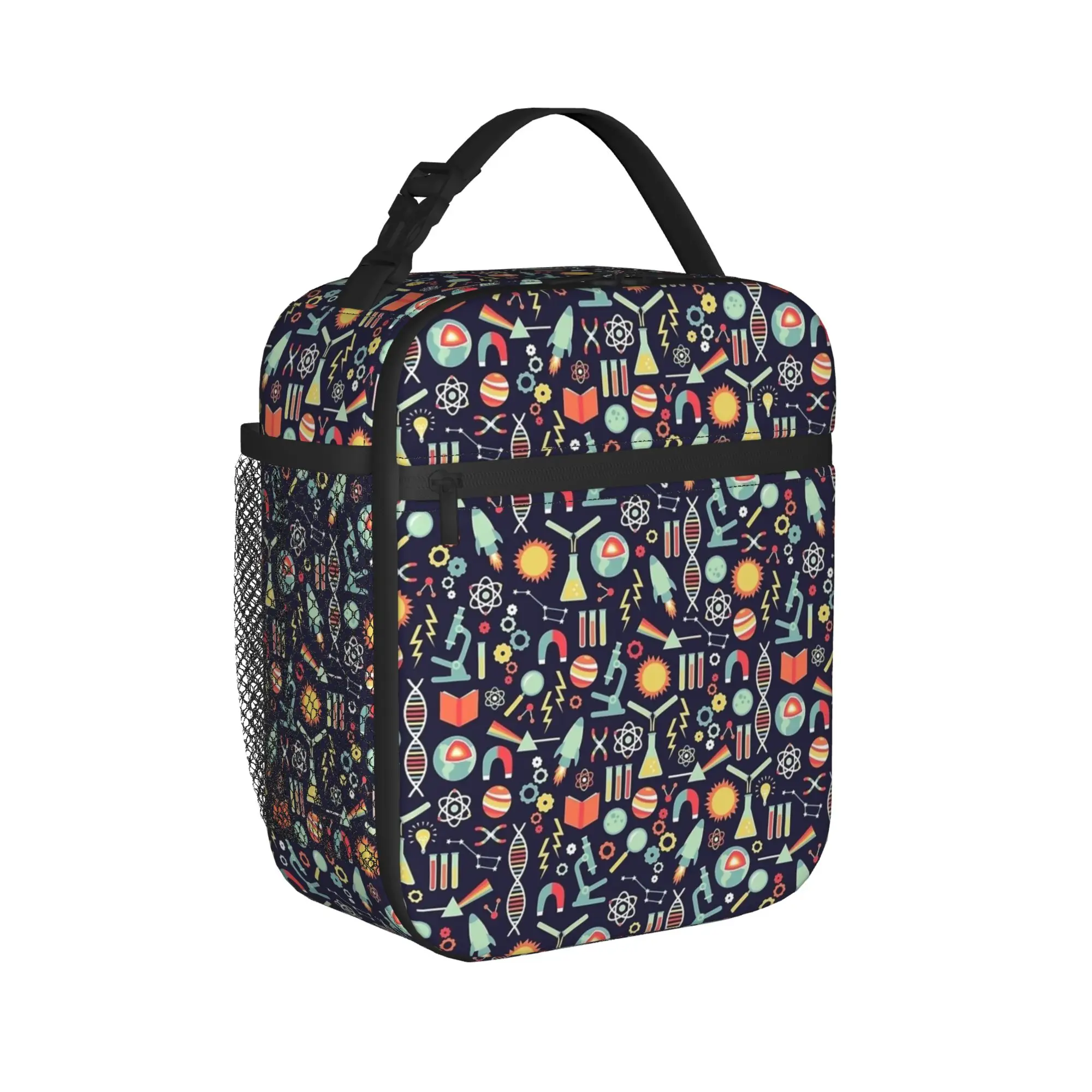 Lunch Bag Chemistry Lab Science Equipment Pattern Picnic Lunch Box For Women  Leisure Convenient Designer Cooler Bag