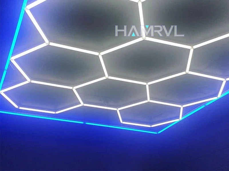 Led lights hexagon Ceiling Light Frame / RGB Colored Auto Car Show Room Car Detailing Car Studio Hair salons, shops Customized