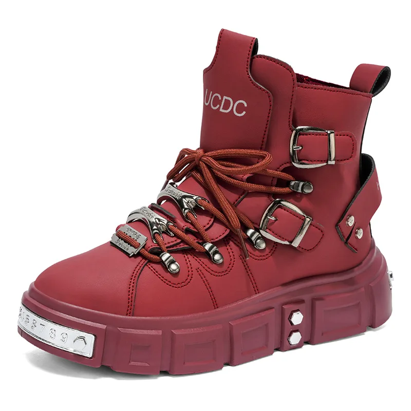 

Большой размер 46, 47, мужские ботинки в стиле панк, удобные рабочие ботинки с высоким берцем на массивной подошве, зимние ботильоны в британском стиле ретро, обувь на платформе