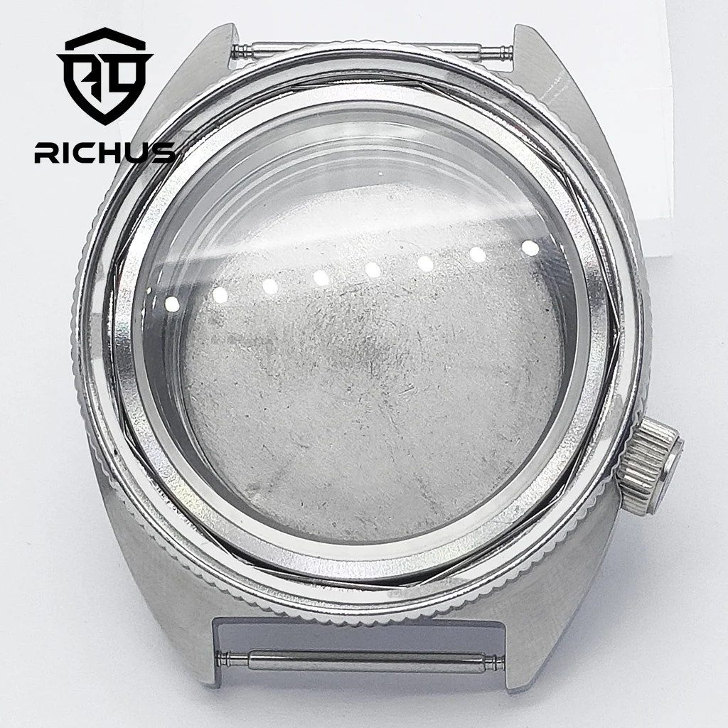 

RICHUS NH35 Watch Case 40mm Silver Watch Case Sapphire Glass 4 o'clock Crown Case With Bezel Fit NH34 NH35 NH36 Movement