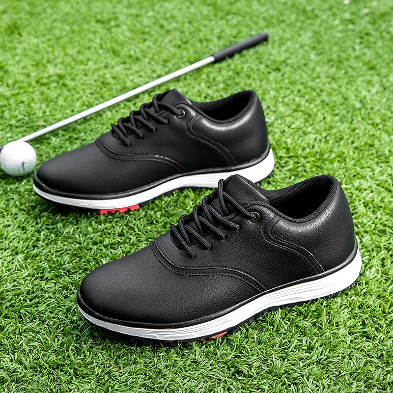 Sport Golf Shoes for Men Outdoor Male Fashon Soft Walking Sneakers Leather Black Gray Man Waterproof Golf Spikeless Sneakers