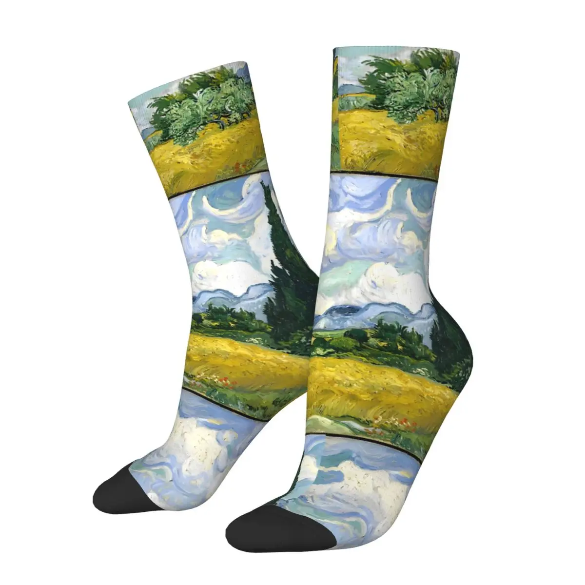 Van Gogh Socks Wheat Field Retro Stockings Adults Men Comfortable Cycling Socks Autumn Graphic Non Skid Socks