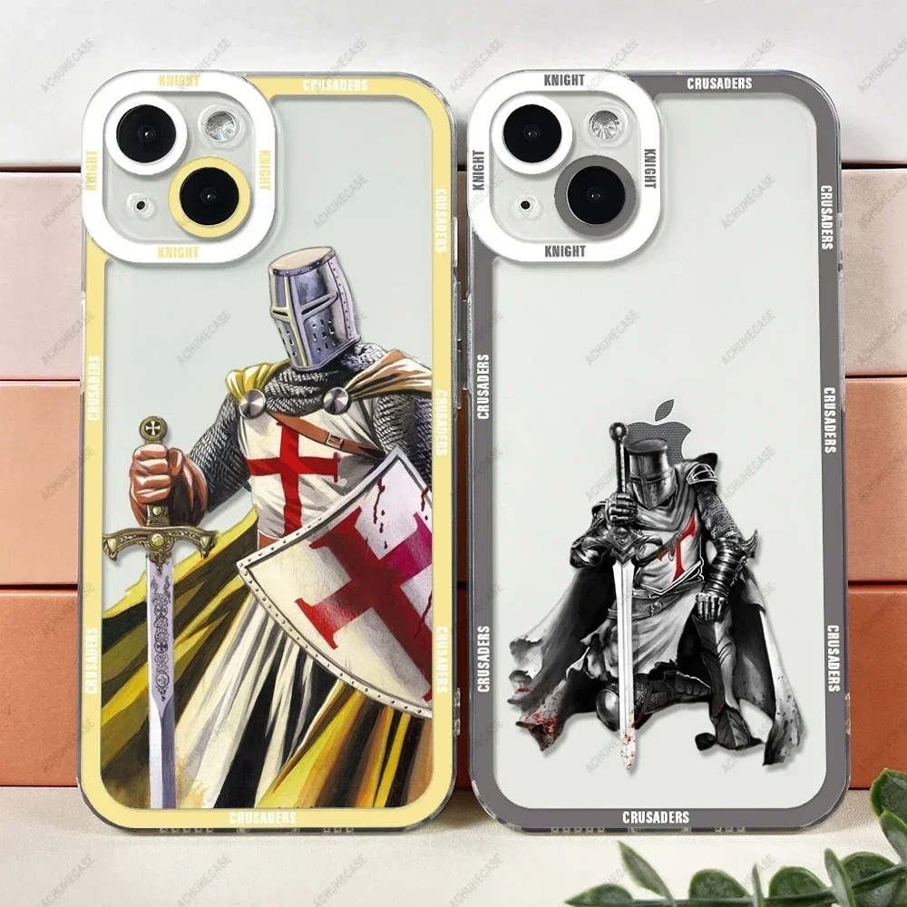 Crusader Soldier Knight Phone Case For iPhone XS X XR SE 2020 7 8 11 12 13 14 15 Plus Pro Max Mini TPU Soft Cover