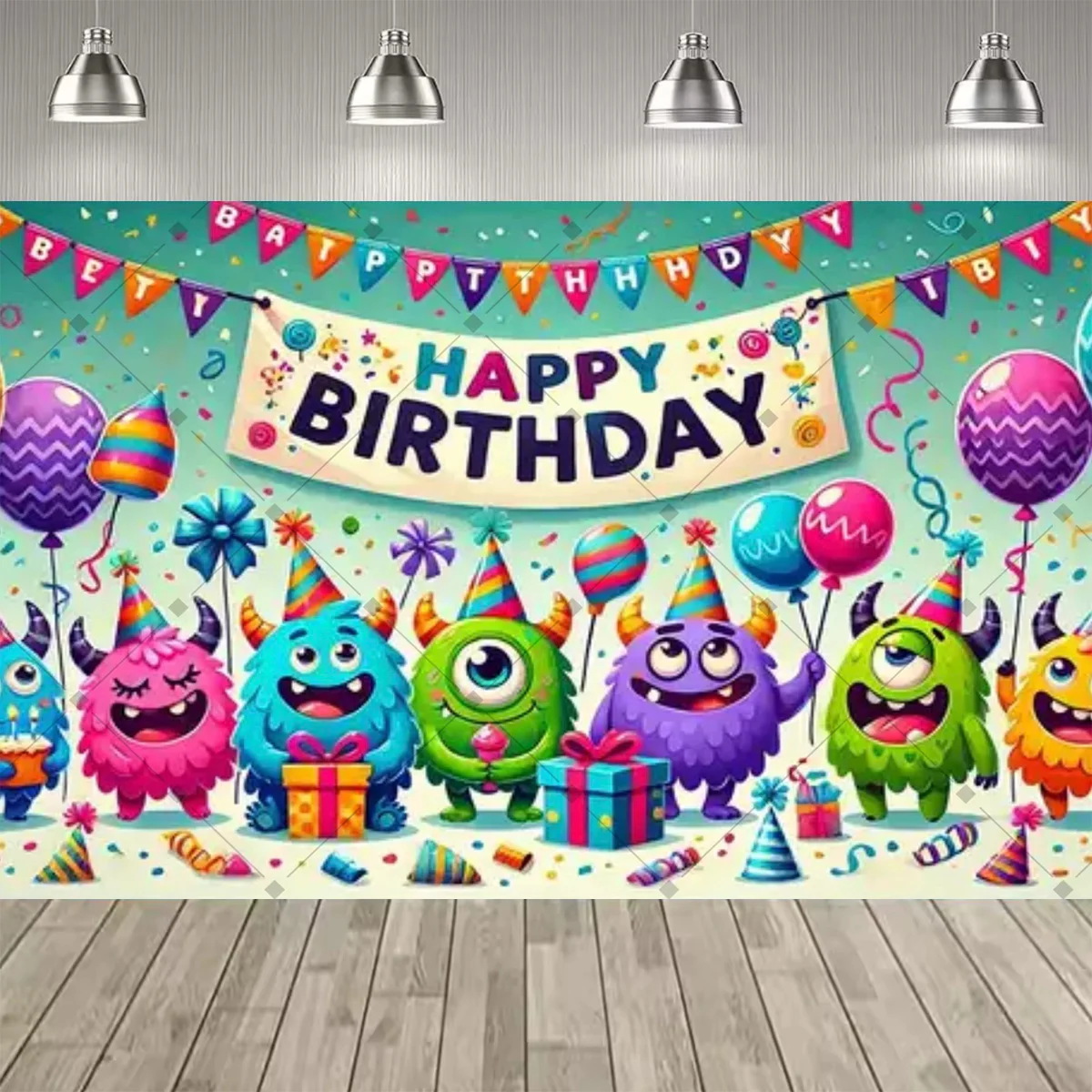 Cartoon-Monster Themenparty Dekorations-Hintergrund Monster Kindergeburtstag Party-Zubehör Deko-Banner Baby-Taufgeschenk – Detail 8