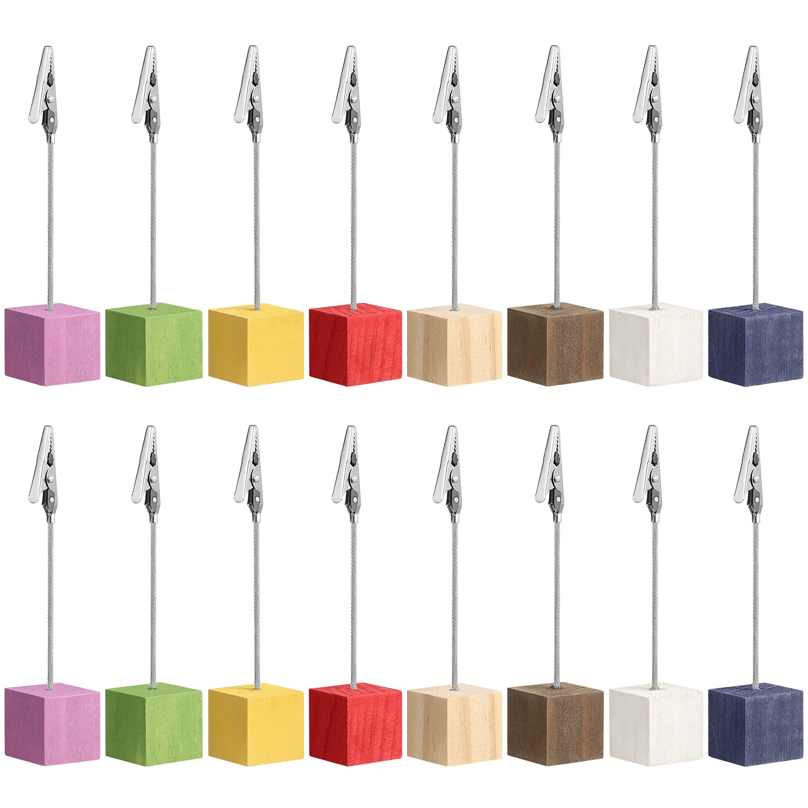 

16pcs Solid Wood Holder Memo Place Card Photo Table Number Stand Display Stable Base Office Home Party