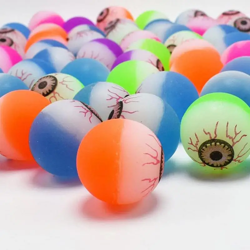 40pcs 32mm Glow In The Dark Halloween Bouncy Balls Scary Eye Balls Halloween Party Supplies Horror Luminous BounceRandom Color