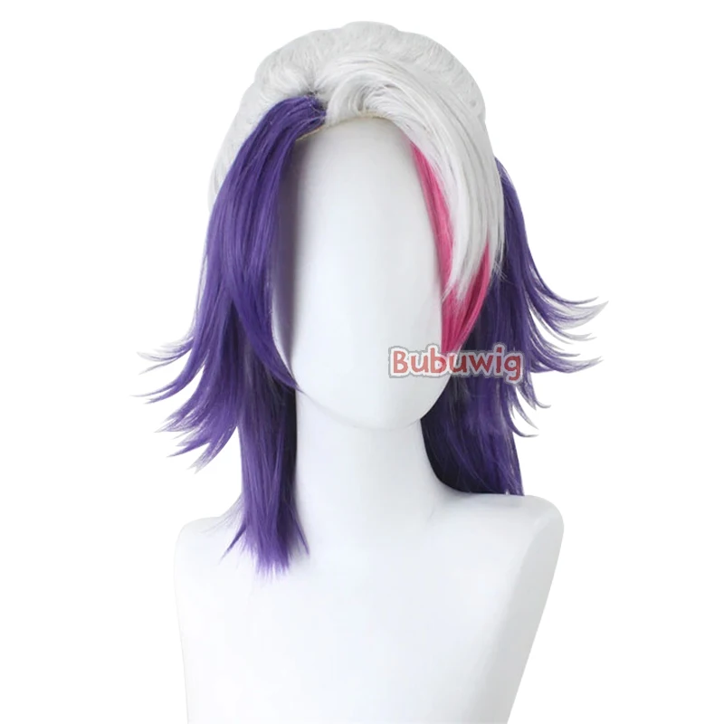 Bubuwig Synthetic Hair Aphelios Cosplay Wigs Game LOL Spirit Blossom Aphelios 50cm Silver Gray Mixed Color Wig Heat Resistant