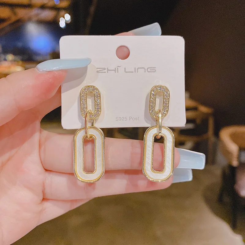 Korean Stud Earrings for Women Vintage Zircon Geometric Dangle Drop Gold Color Earring Set 2022 Trend Earings Female Jewelry