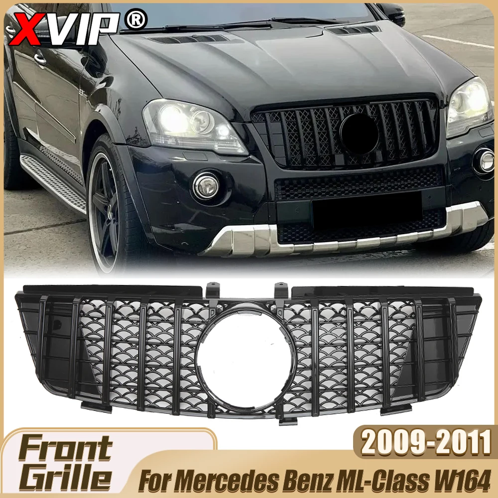 

XVIP Glossy Black GTR Style Front Bumper Grille Racing Grill For Mercedes Benz ML-Class W164 09-11 ML320 ML350 ML450 ML500 ML550