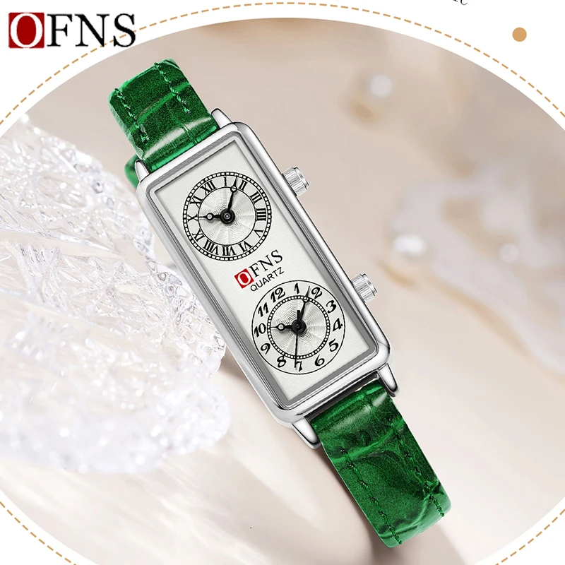 OFNS High-End Fashionable Womens Quartz Watch Casual Niche Hot Selling Dual Time Roman Digital Waterproof Business Womens Watch