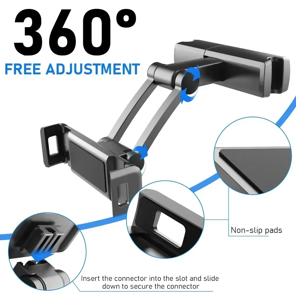 Adjustable Telescopic Car Headrest Mount for Phone & Tablet 3