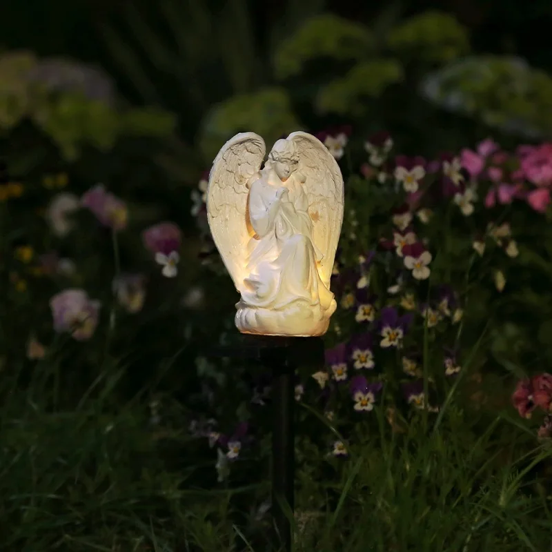 Solar Guardian Angel Light Statue LED Waterproof Outdoor Garden Yard Cemetery Grave Decor Memorial Gift for Mom Dad Christmas