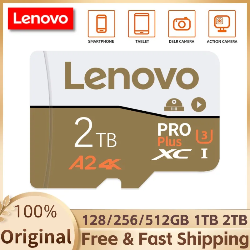 Originale Lenovo 2TB Micro TF SD Card Memory SD Card TF/SD 128GB 256GB 512GB piccola scheda di memoria Class10 per fotocamera/telefono 2024 nuovo