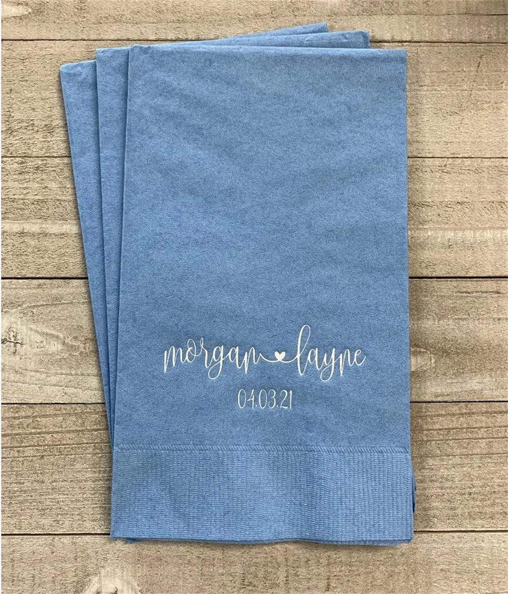 50PCS Personalized Guest Towels Dinner Napkins Wedding Hostess Gift Monogram Monogrammed Custom Printed Paper Hand Towels